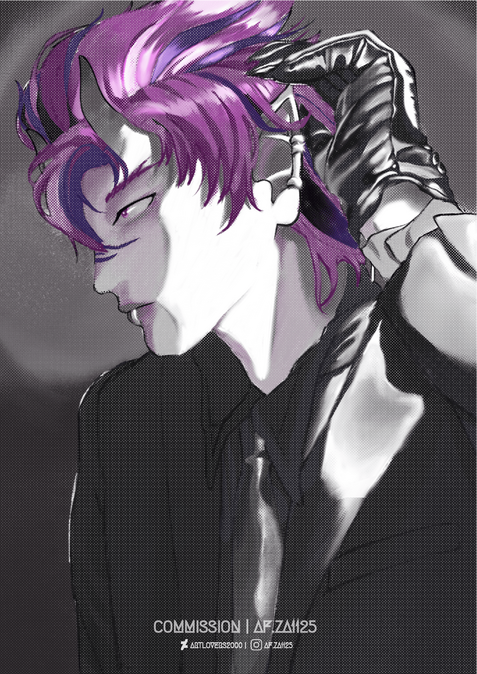 Halftone bust-shot, color, gradient background